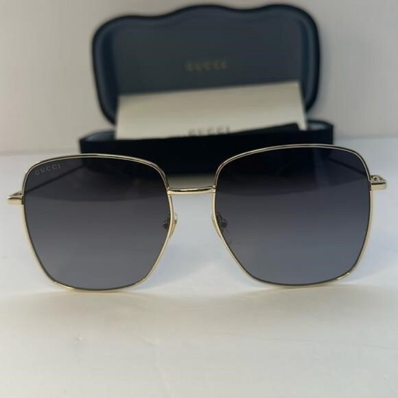 ? - New Authentic GUCCI GG1031S-001 59 Sunglass Woman Metal Gold-Gold-Grey main image 4
